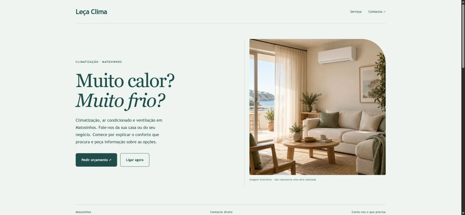 Imagem da proposta de site para Leça Clima